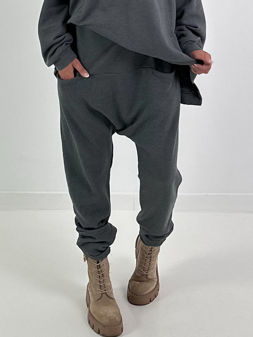 Sweat Baggy mit Tasche - anthrazit