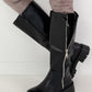 Leather-look boots with elaborate zipper details - black