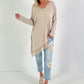 Shirt with lace trim - beige