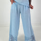 Wide-leg linen trousers - light blue
