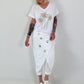 T-Shirt mit Glitzerpalmen - weiss