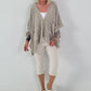 Leinen Poncho Jacke - beige
