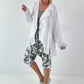 Fancy linen jacket with side lacing - white