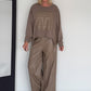 Sweater mit Lederoptik-Elementen - taupe