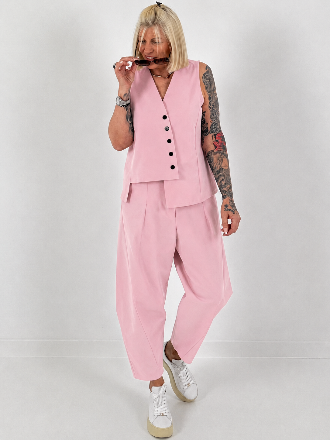 Weste asymmetrisch - rosa