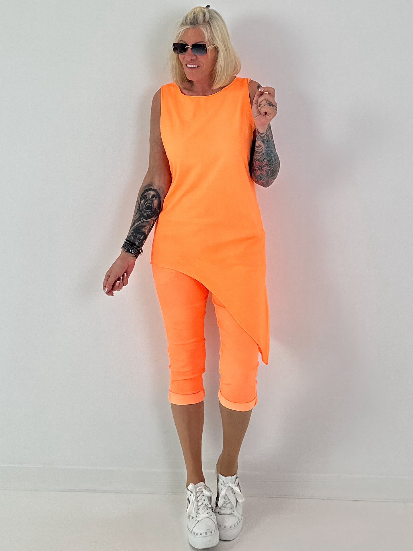 Long Top asymmetrisch - neonorange