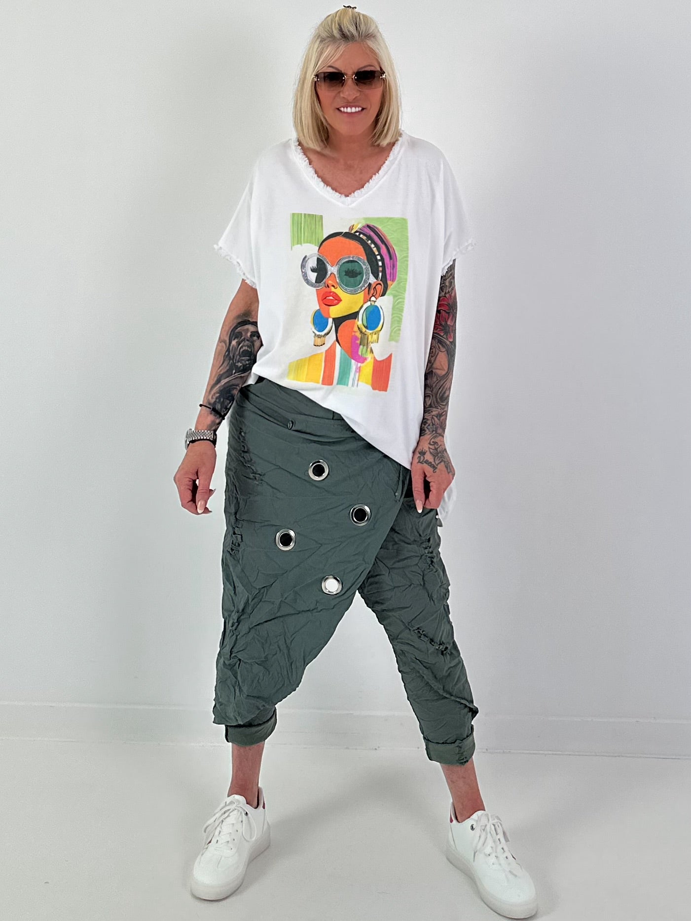 Stylische Hose im Knit-Look - khaki