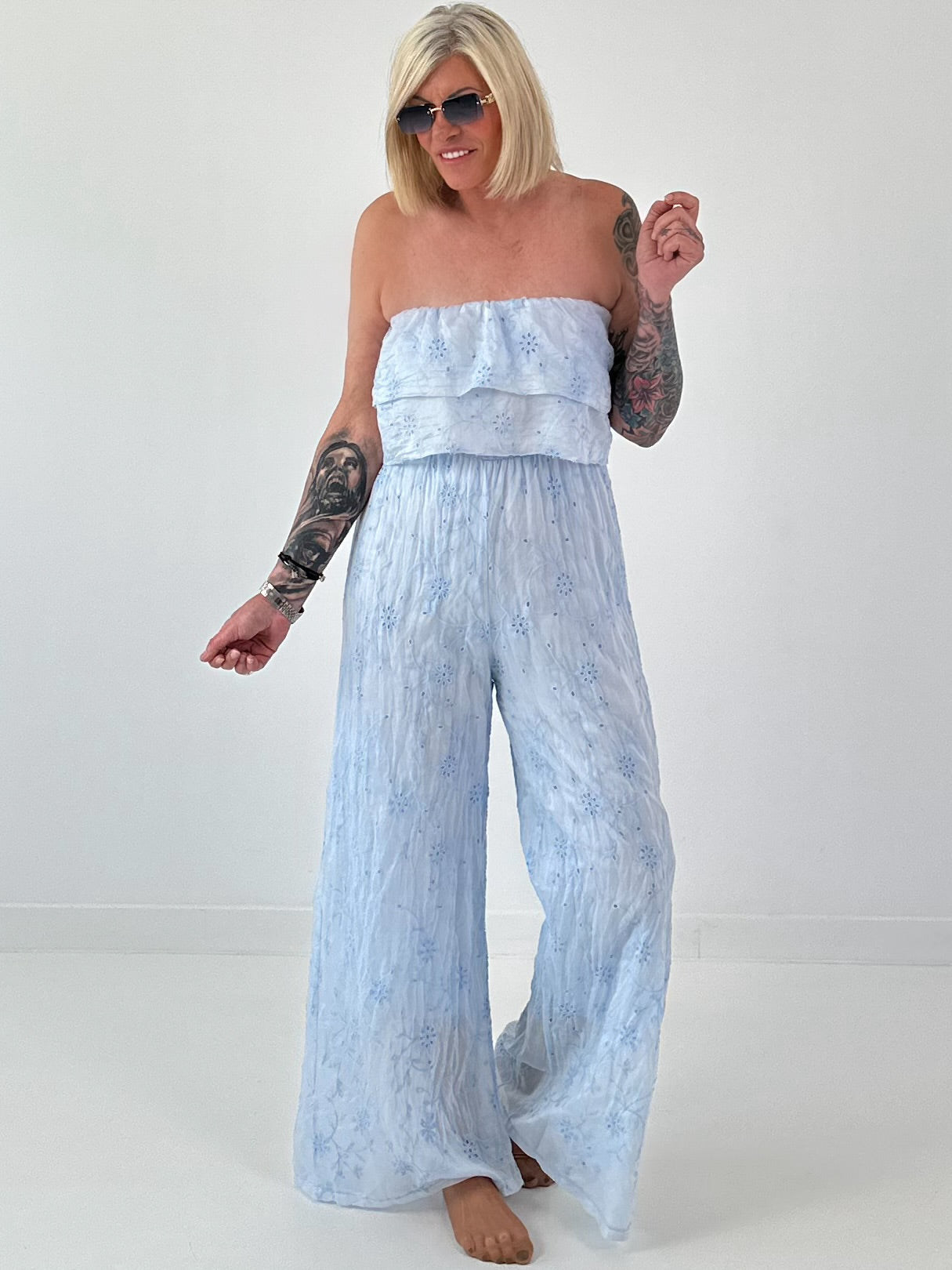 Romantischer Sommer Overall - hellblau