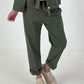 Hose mit goldenen Nieten-Details - oliv