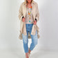 Oversized blouse met ruches – beige
