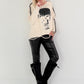 Sweater Skull with rhinestone details and cut-outs - beige