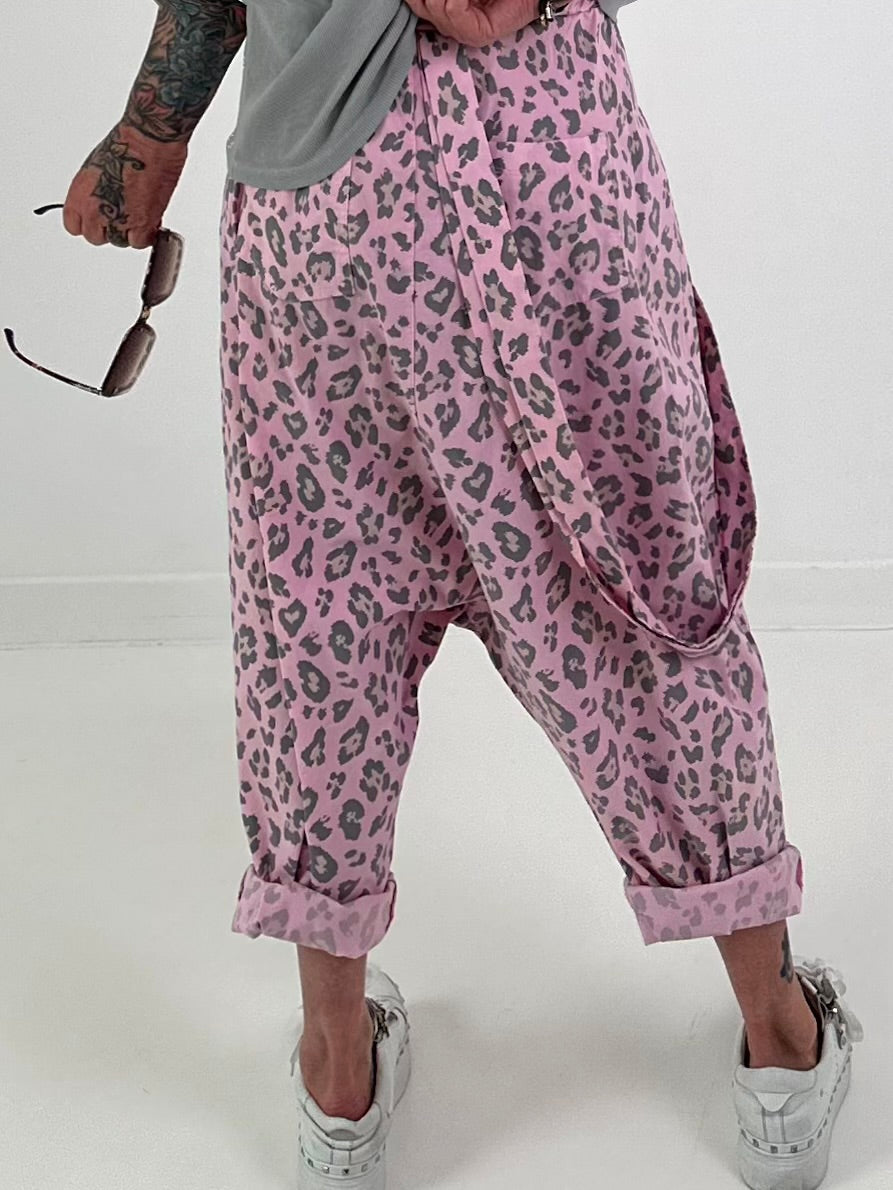Baggy Trousers with Leo Overlay - Pink