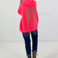 Lässiger Hoodie mit Statement Rückenprint "Pause" - neonpink