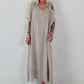 Cold shoulder dress with hood - taupe