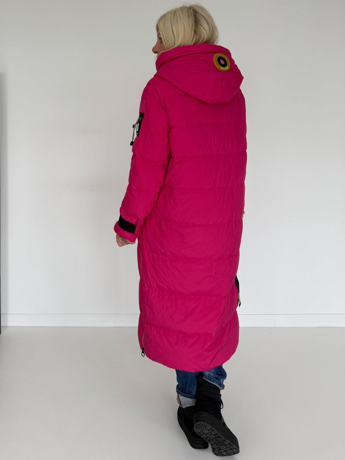 Daunenmantel mit Kapuze - pink