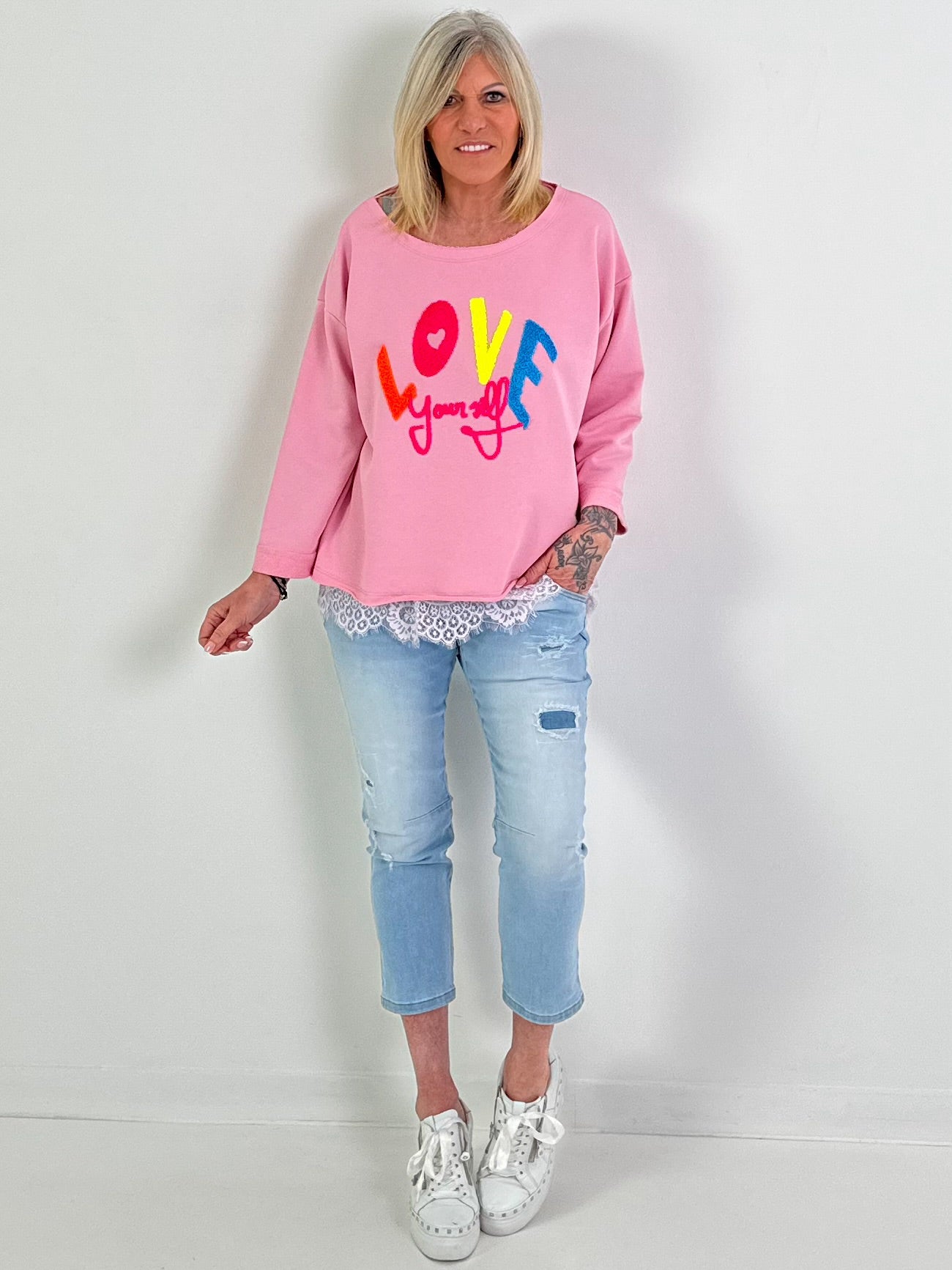 Sweater Modell "Love yourself" - rosa