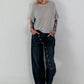 Lightweight sweater with half sleeves - light grey