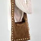 Suede bag model "Nomad" - taupe
