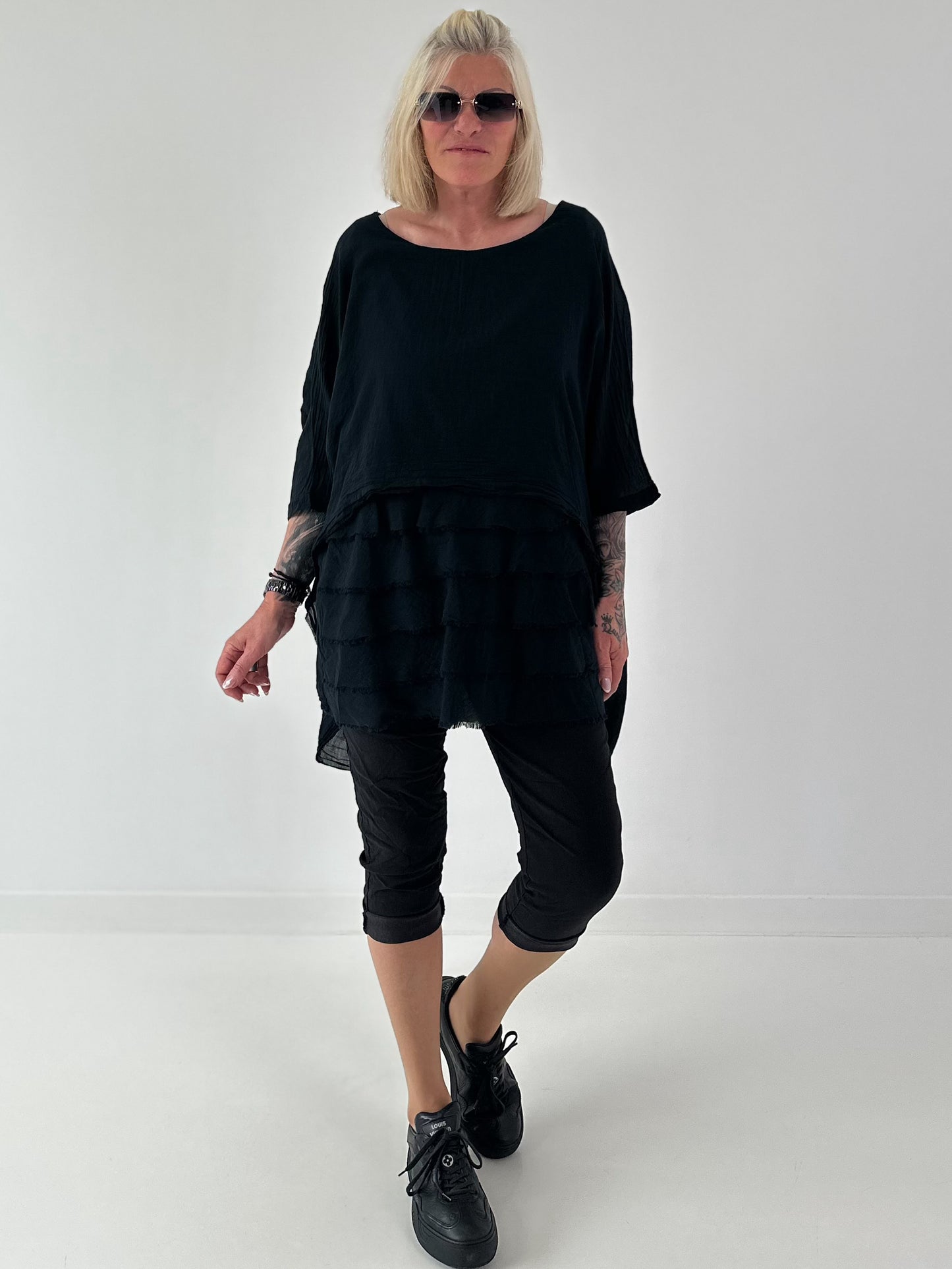Tunika im Layer-Look - schwarz