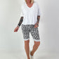 T-Shirt  mit gerafftem Saum - weiss