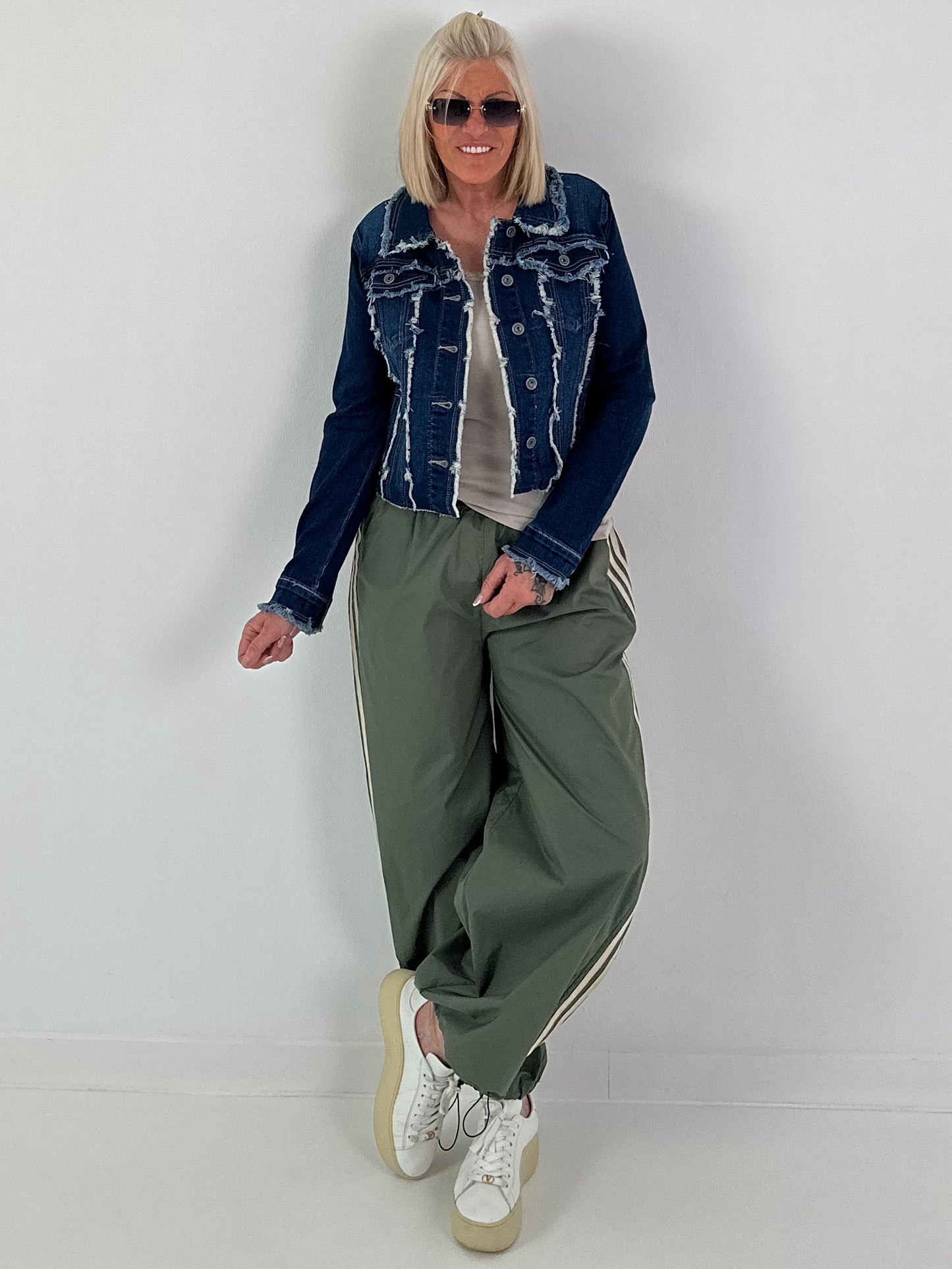 Pants with elastic waistband - olive
