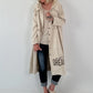 Hooded coat with print - beige
