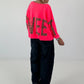 Sweatshirt SWEET mit Leo-Print - neonpink