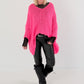 Soft Oversized Chunky Knit Sweater - neon pink