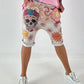 Kurze Baggy mit Skull-Print - mehrfarbig