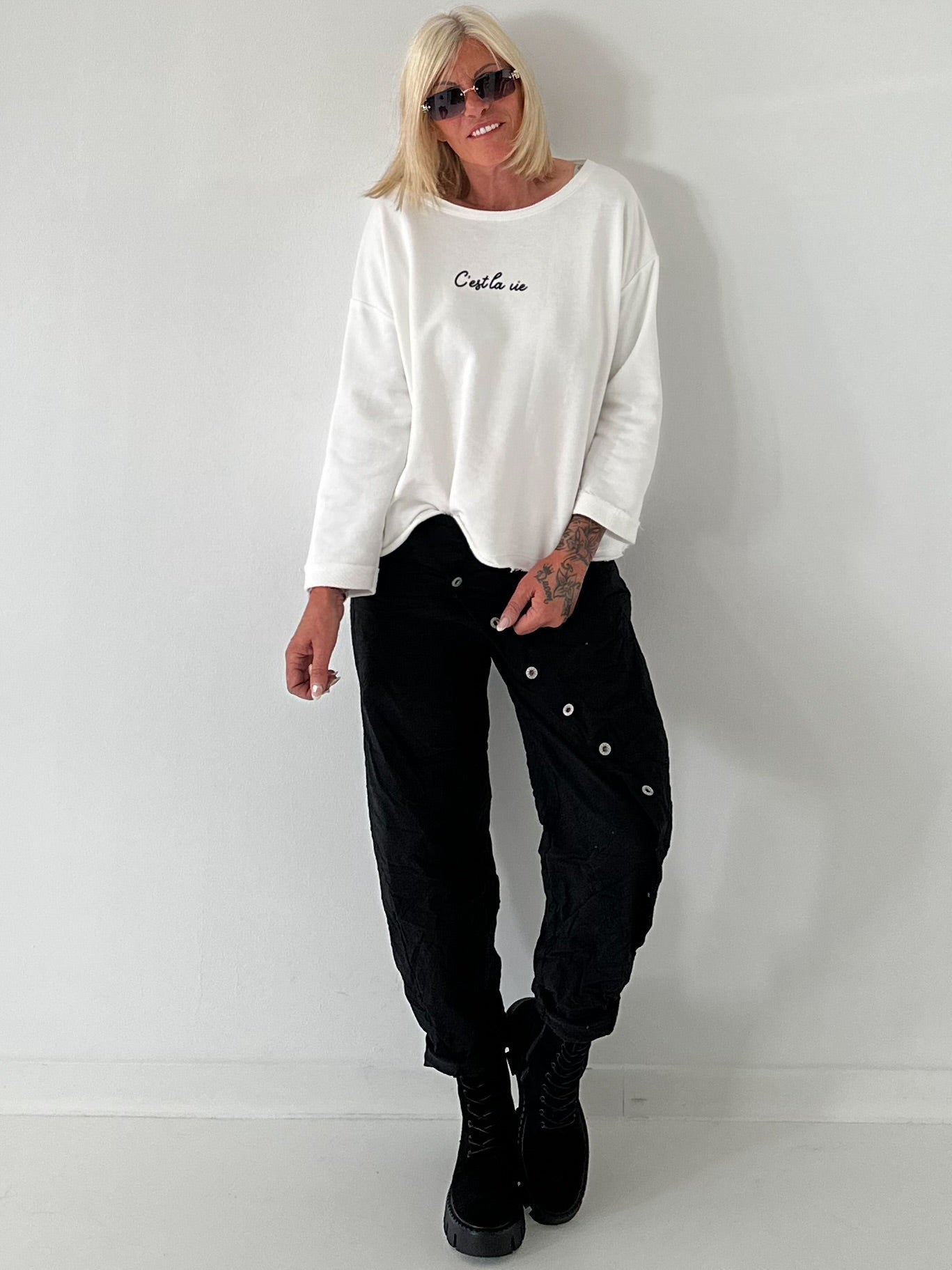 Sweater Cèst la vie - weiss