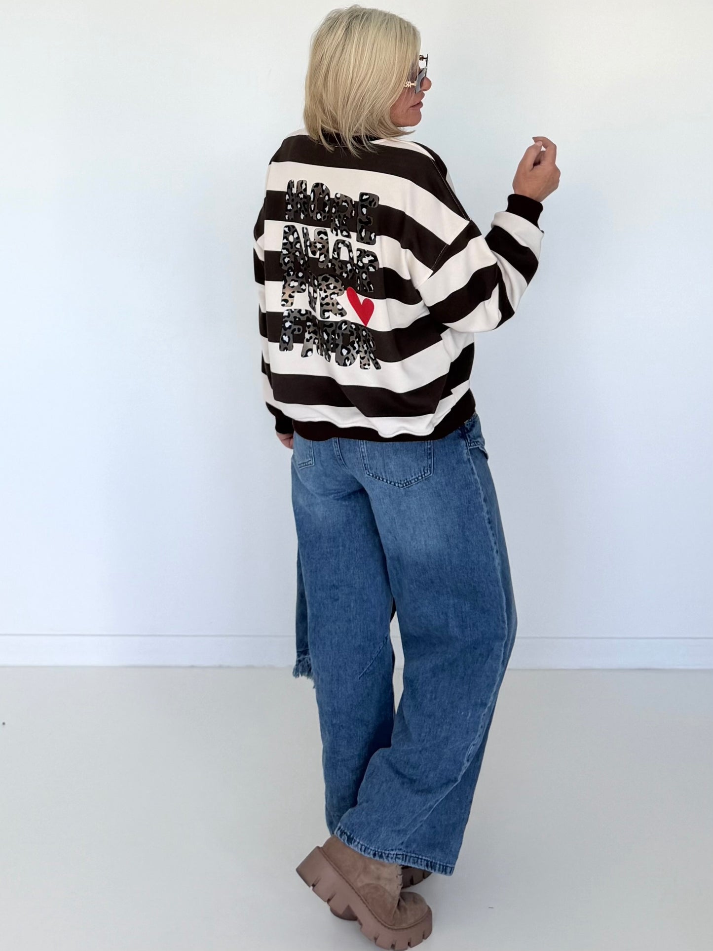 Sweater mit Blockstreifen More Amor - creme-mokka