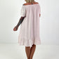 Kleid mit kurzen Ärmeln und Volant - rosa