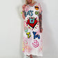 Dress with print mix - white-green-multi-colored