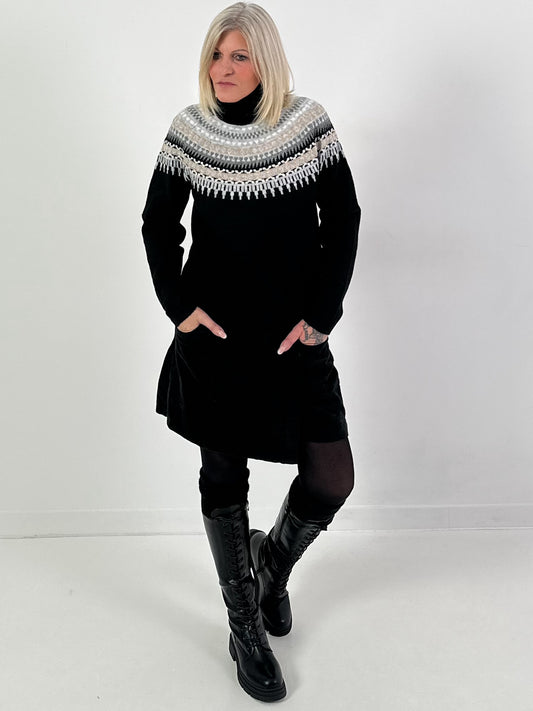 Rollkragenpullover Modell "Scandinavian Shine" - schwarz-grau