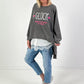 Oversized stonewashed Sweatshirt Modell "Glück..." - used black