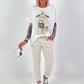 T-Shirt Glitzer-Bag - weiss-beige