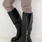 Leather-look boots with elaborate zipper details - black