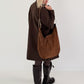 Genuine leather bag with elaborate details - brown