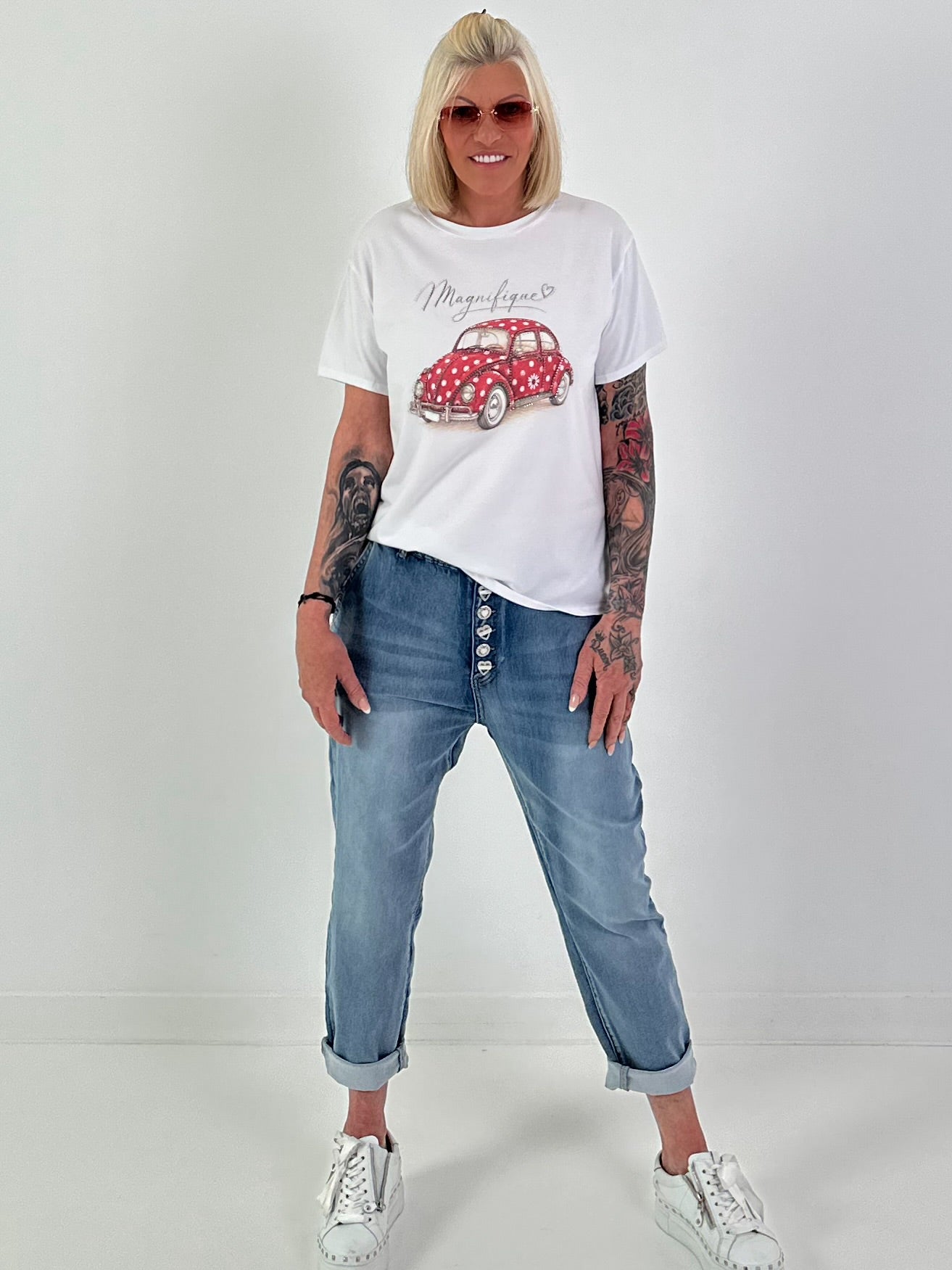 T-Shirt Magnifique - white-red