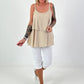 Layered Top with Braided Straps - beige
