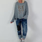 Oversized Sweatshirt mit aufwendigen Details - grau