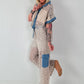 Ausgefallener Zweiteiler mit aufwendigen Denim Details- beige