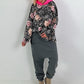 Hoodie mit Neonkapuze und Print - anthrazit-mehrfarbig