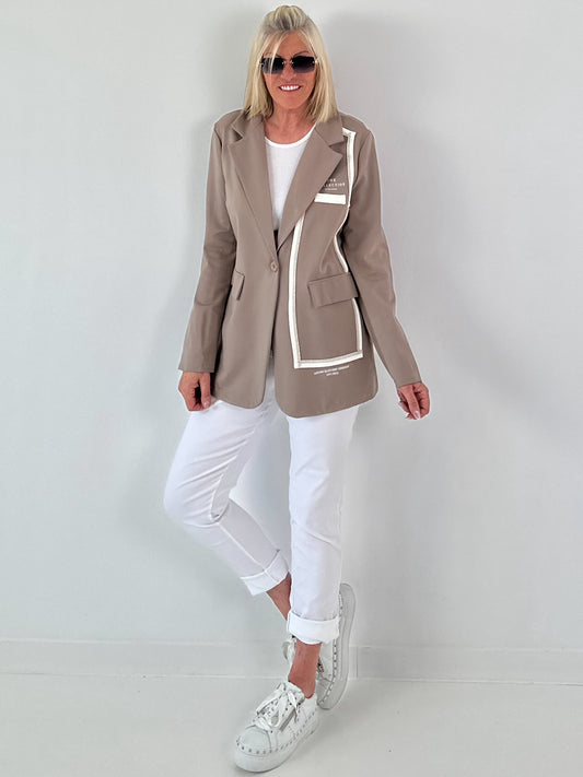 Blazer mit Statement Patch - taupe