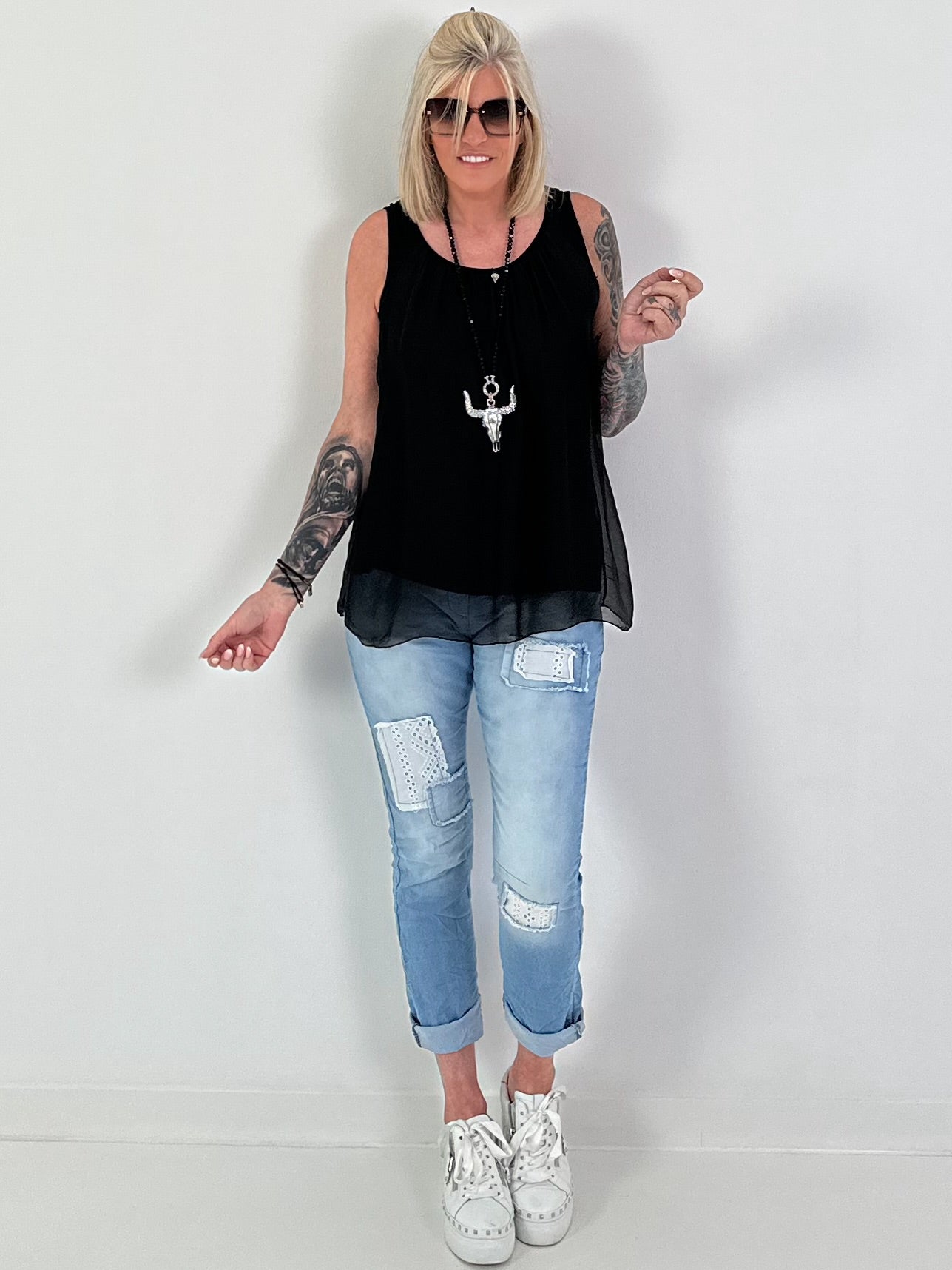 Silk top - black