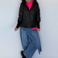 Jacke mit Strickarm und Kapuze - schwarz