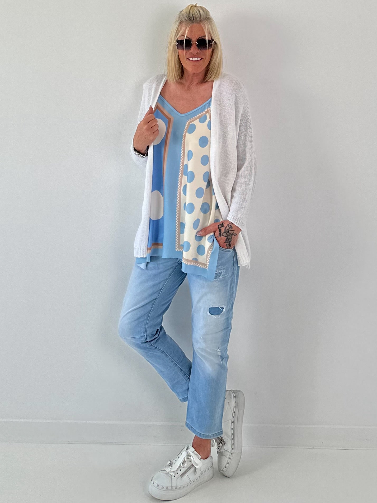 Leichte Strickjacke - weiss
