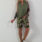 Ballon Blusen Top mit V-Neck - khaki