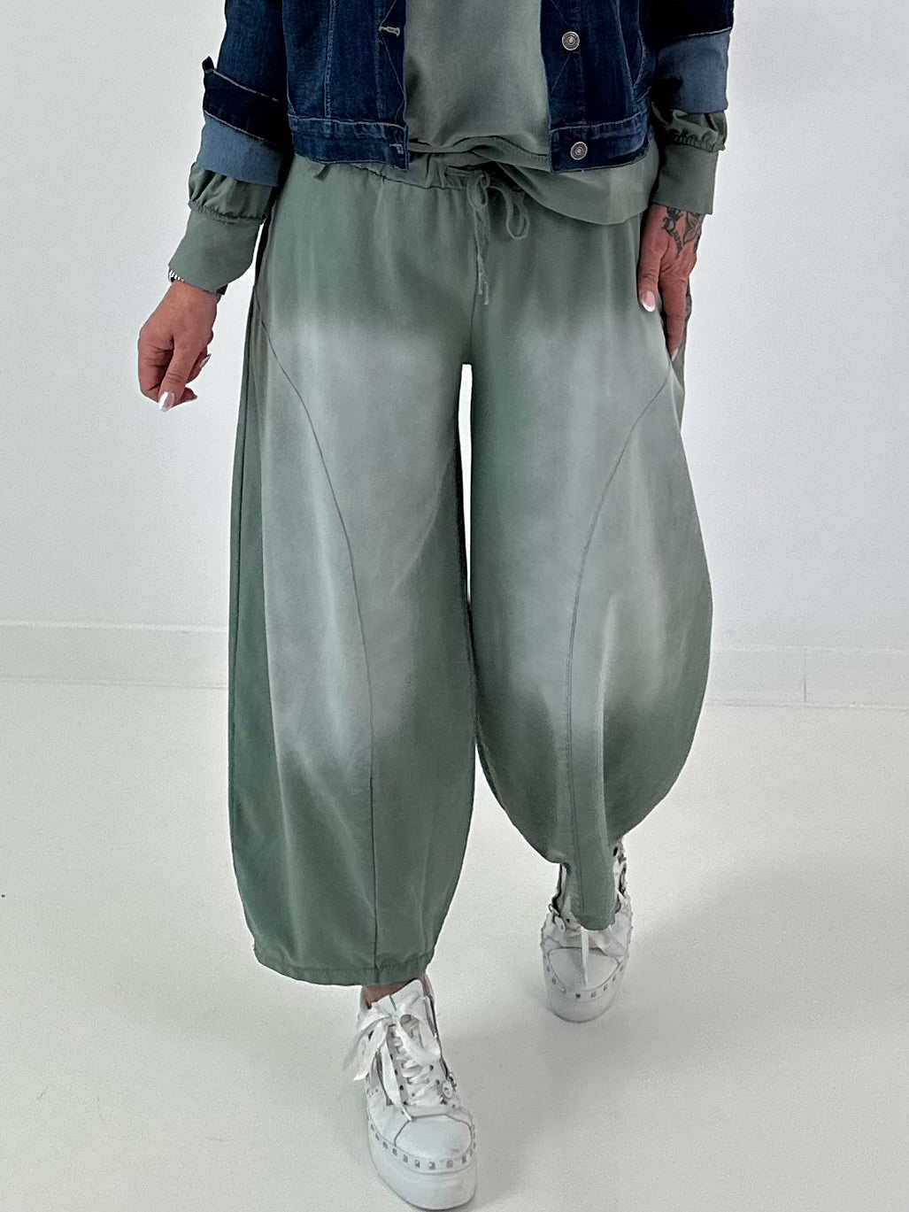 Lässige Sweat Ballonhose im Used-Look - khaki