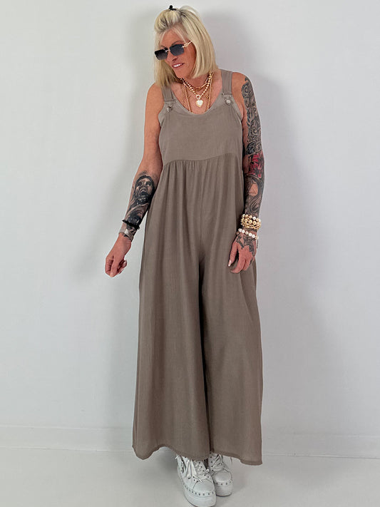 Marlene-style dungarees - taupe